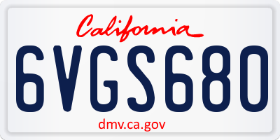 CA license plate 6VGS680
