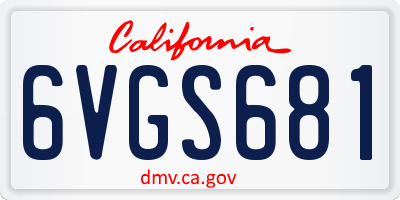 CA license plate 6VGS681