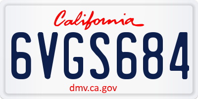 CA license plate 6VGS684