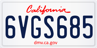 CA license plate 6VGS685