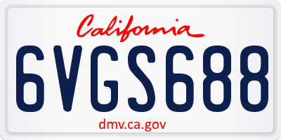CA license plate 6VGS688