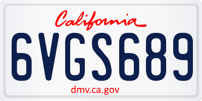 CA license plate 6VGS689