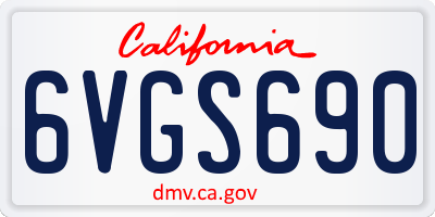 CA license plate 6VGS690