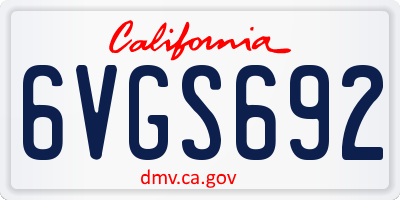 CA license plate 6VGS692