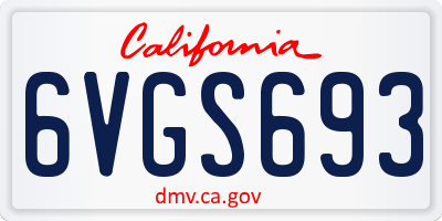 CA license plate 6VGS693