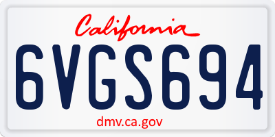CA license plate 6VGS694
