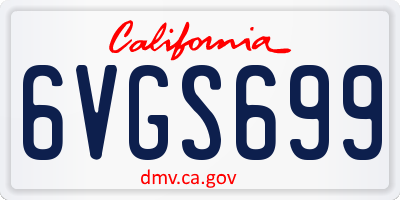 CA license plate 6VGS699