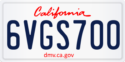 CA license plate 6VGS700