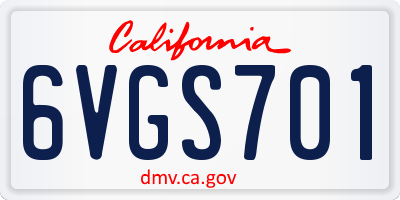 CA license plate 6VGS701