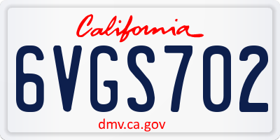 CA license plate 6VGS702