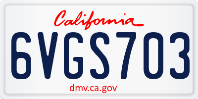 CA license plate 6VGS703