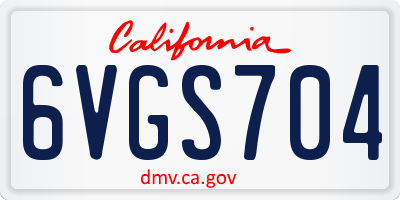 CA license plate 6VGS704