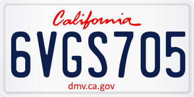 CA license plate 6VGS705