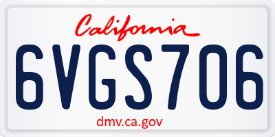 CA license plate 6VGS706