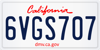 CA license plate 6VGS707