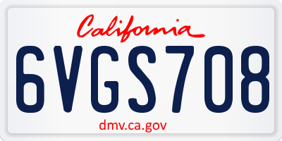CA license plate 6VGS708