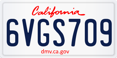 CA license plate 6VGS709