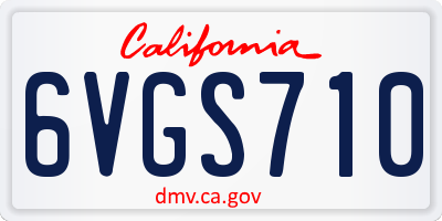 CA license plate 6VGS710