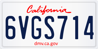 CA license plate 6VGS714