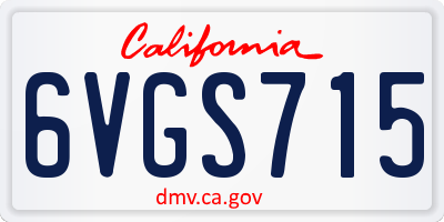 CA license plate 6VGS715