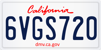 CA license plate 6VGS720