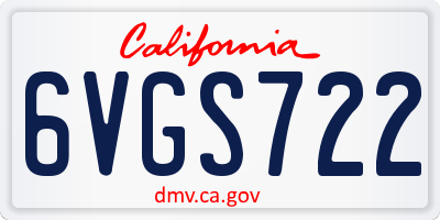 CA license plate 6VGS722
