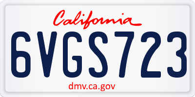 CA license plate 6VGS723
