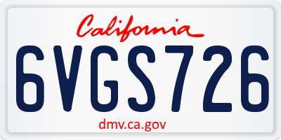 CA license plate 6VGS726