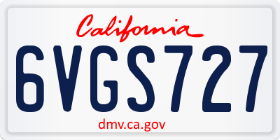 CA license plate 6VGS727