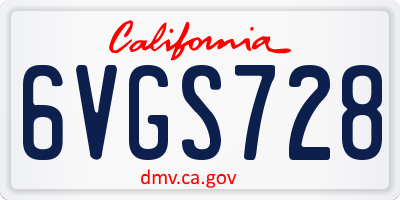 CA license plate 6VGS728
