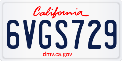 CA license plate 6VGS729