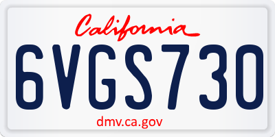 CA license plate 6VGS730