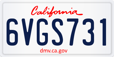 CA license plate 6VGS731