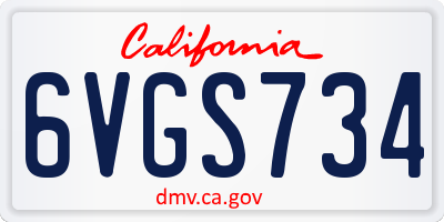 CA license plate 6VGS734