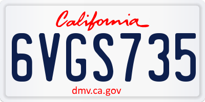 CA license plate 6VGS735