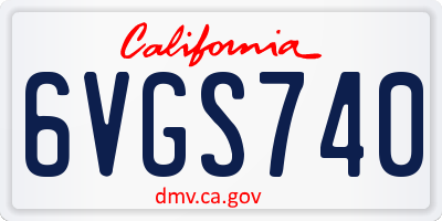 CA license plate 6VGS740
