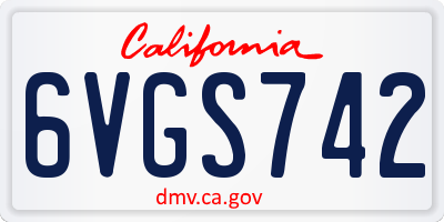 CA license plate 6VGS742