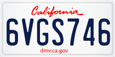 CA license plate 6VGS746