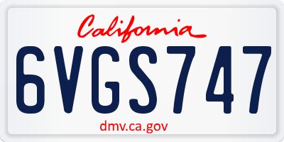 CA license plate 6VGS747