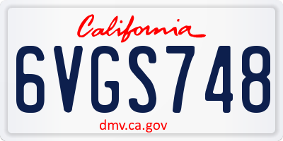 CA license plate 6VGS748
