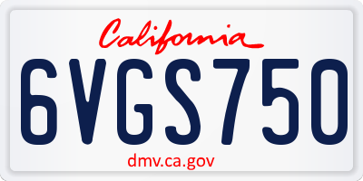 CA license plate 6VGS750