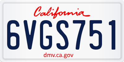 CA license plate 6VGS751