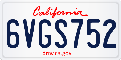 CA license plate 6VGS752