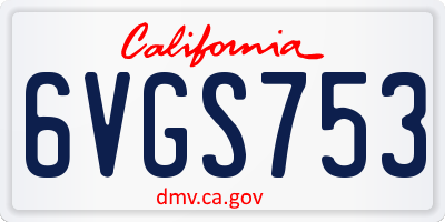 CA license plate 6VGS753