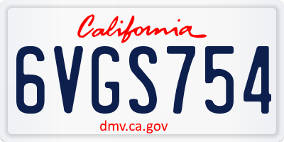 CA license plate 6VGS754