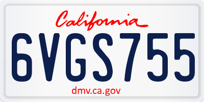 CA license plate 6VGS755