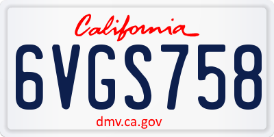 CA license plate 6VGS758