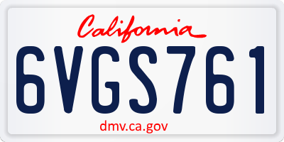 CA license plate 6VGS761