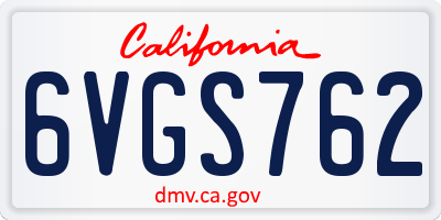 CA license plate 6VGS762