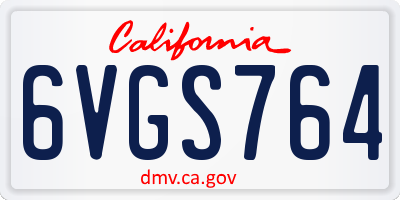 CA license plate 6VGS764